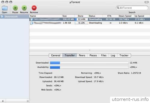 uTorrent для Mac OS X